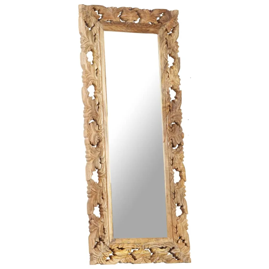Miroir sculpté à la main Marron 110x50 cm Bois de manguier - 7