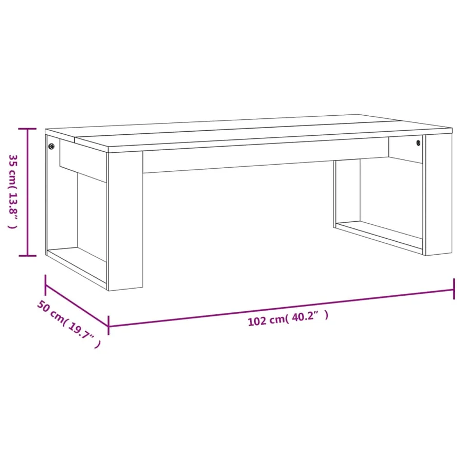 Table basse sonoma gris 102x50x35 cm bois d'ingénierie - 9
