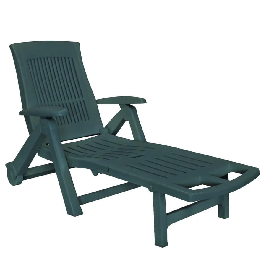 Chaise longue avec repose-pied Plastique Vert