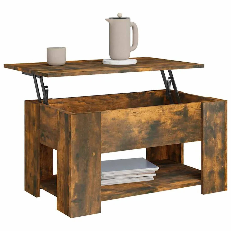 Table basse Chêne fumé 79x49x41 cm Bois d'ingénierie - 7