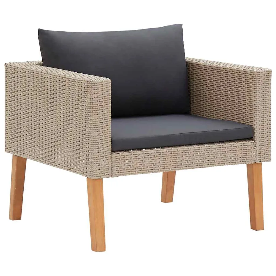 Canapé simple de jardin avec coussins Résine tressée Beige - 2