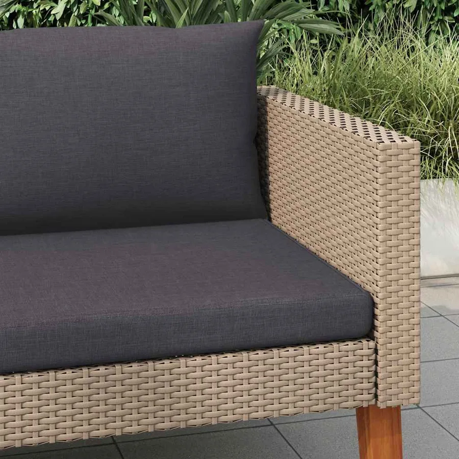 Canapé simple de jardin avec coussins Résine tressée Beige - 3