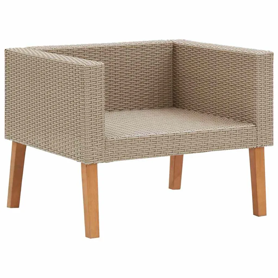 Canapé simple de jardin avec coussins Résine tressée Beige - 4