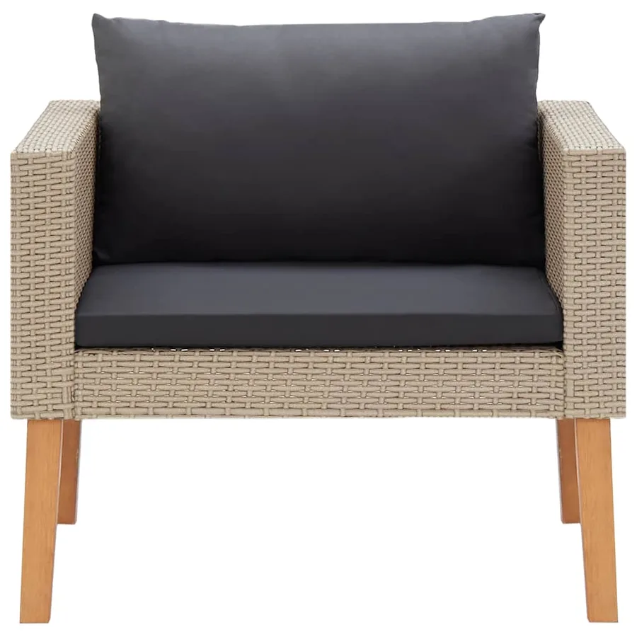Canapé simple de jardin avec coussins Résine tressée Beige - 5