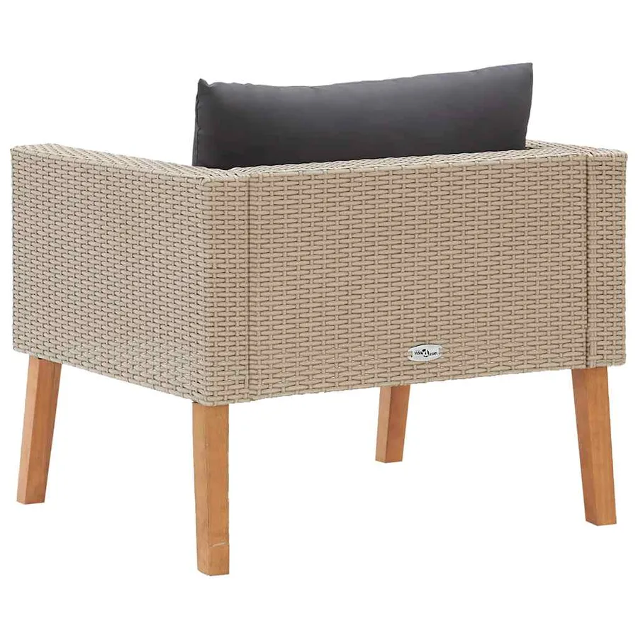 Canapé simple de jardin avec coussins Résine tressée Beige - 7