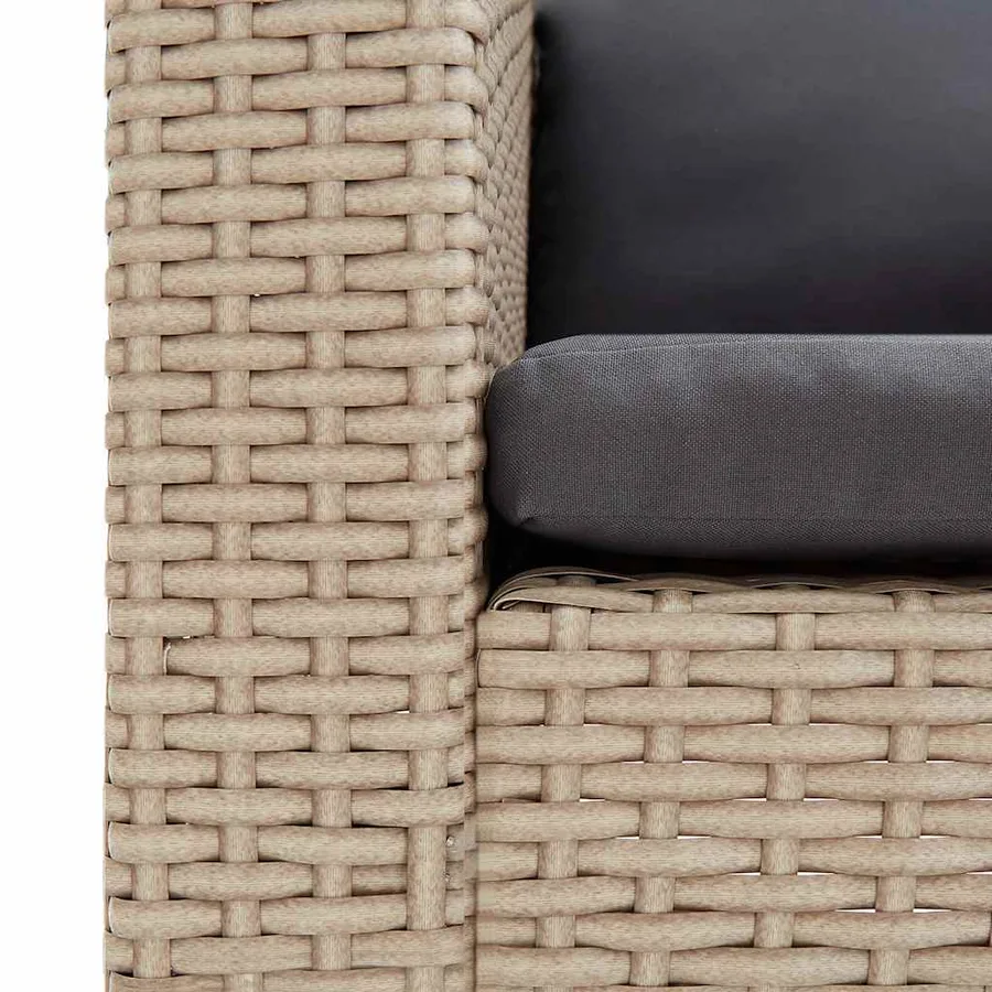 Canapé simple de jardin avec coussins Résine tressée Beige - 8