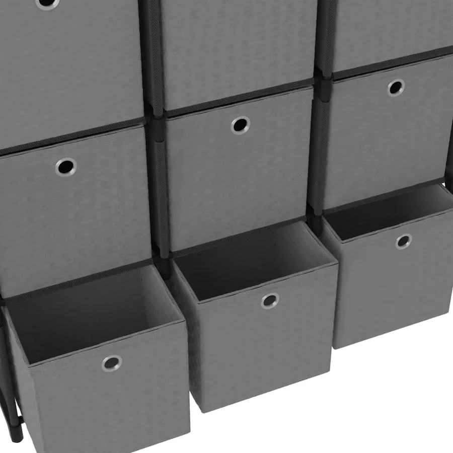 Étagère à 12 cubes avec boîtes Noir 103x30x141 cm Tissu - 6