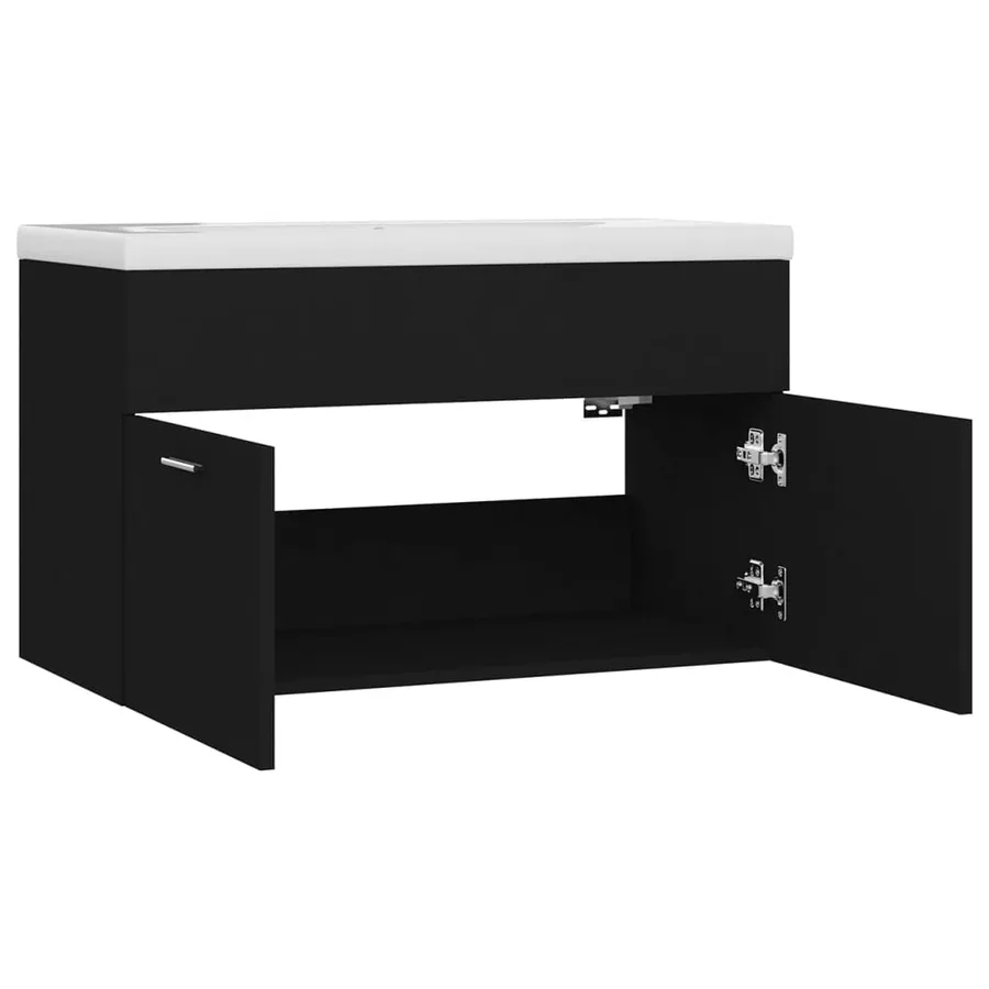 Armoire d'évier avec lavabo intégré Noir Aggloméré - 11
