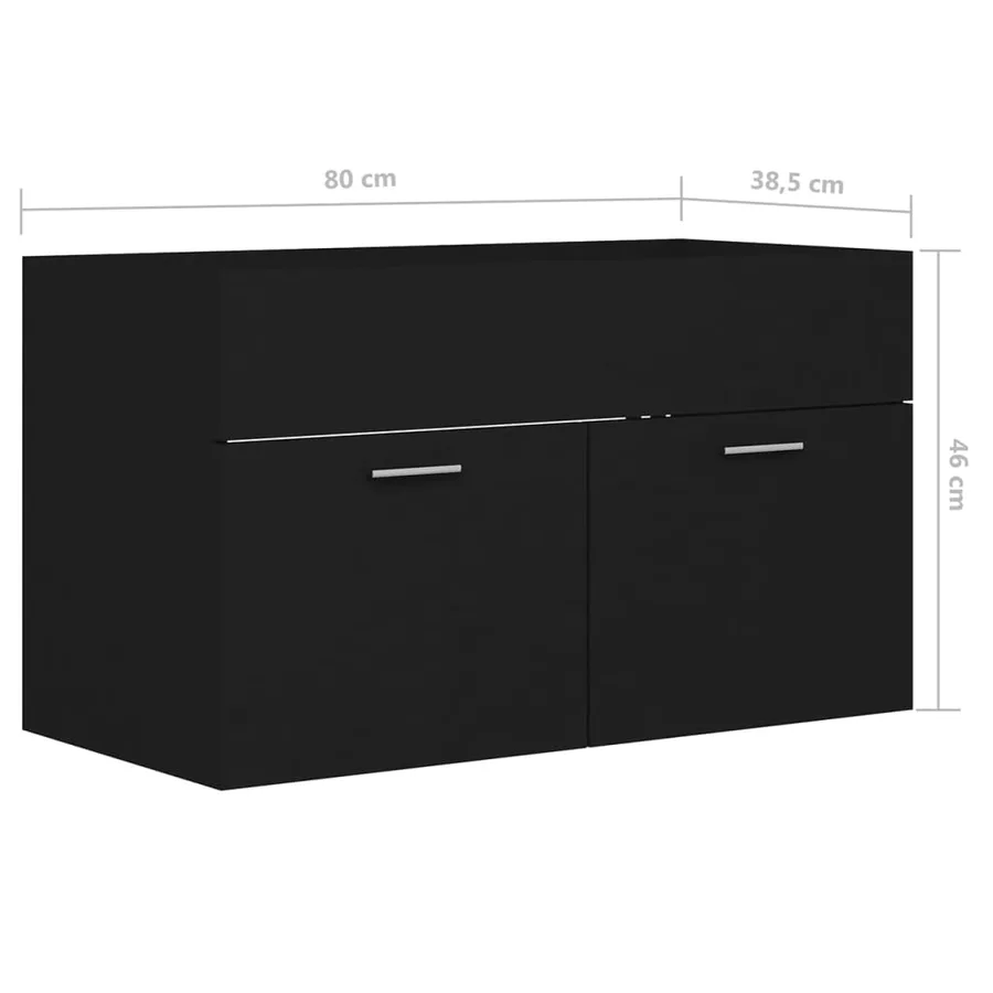 Armoire d'évier avec lavabo intégré Noir Aggloméré - 16