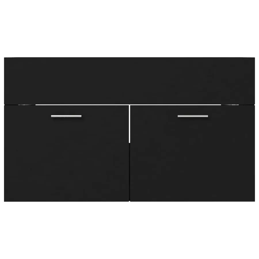 Armoire d'évier avec lavabo intégré Noir Aggloméré - 6