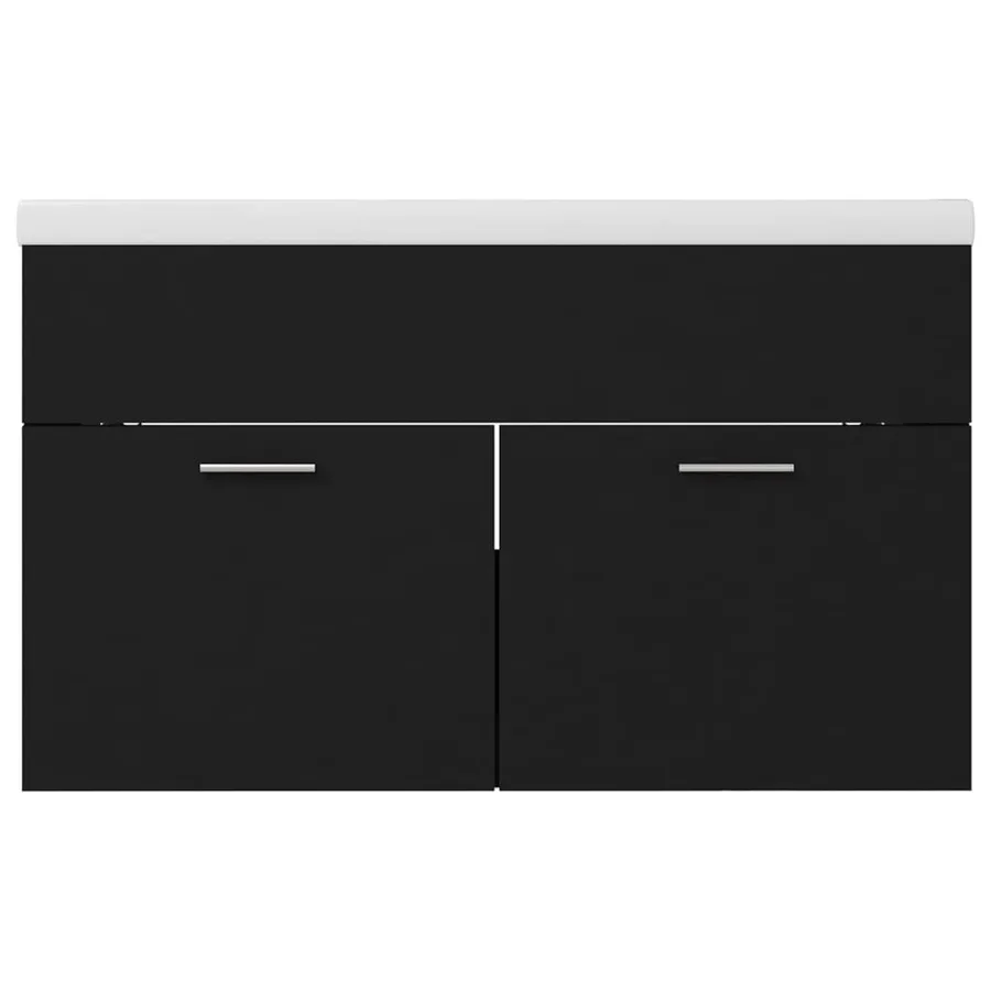 Armoire d'évier avec lavabo intégré Noir Aggloméré - 9