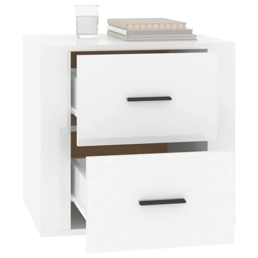 Table de chevet Blanc brillant 50x39x47 cm - 5