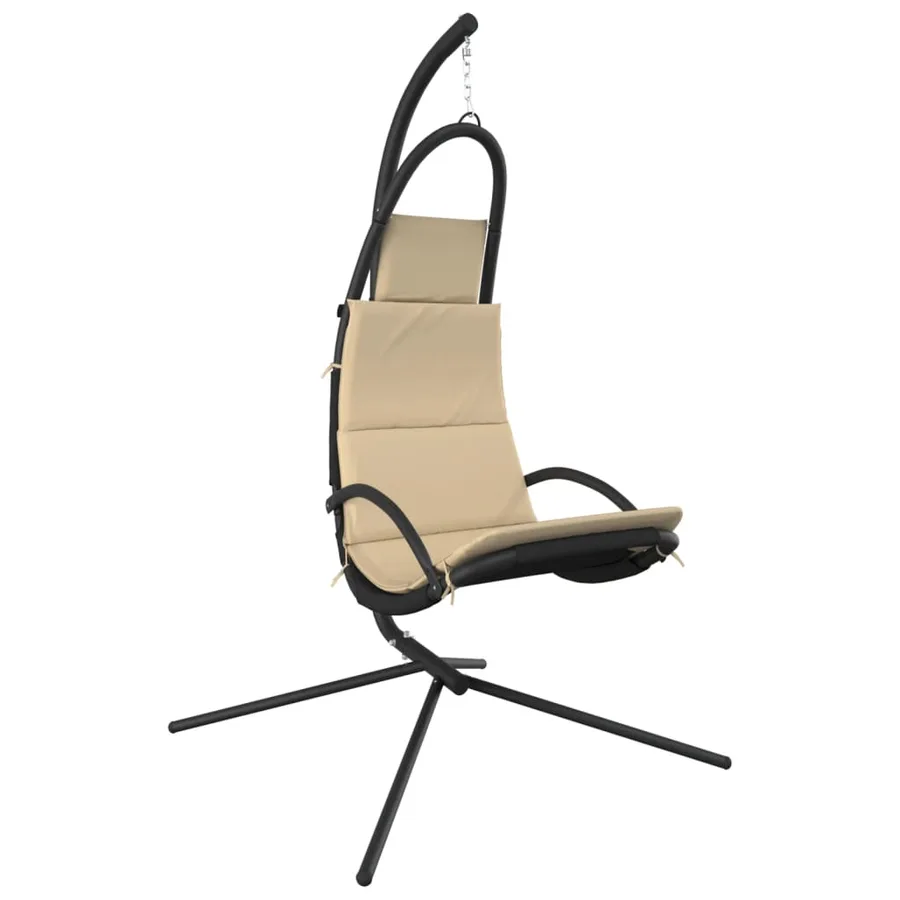 Chaise balançoire de jardin et coussin crème tissu Oxford/acier - 2