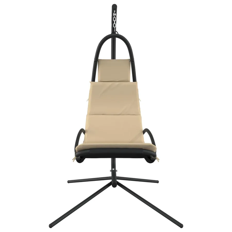 Chaise balançoire de jardin et coussin crème tissu Oxford/acier - 3