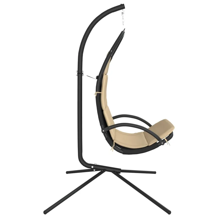 Chaise balançoire de jardin et coussin crème tissu Oxford/acier - 4