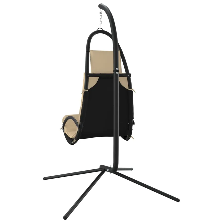 Chaise balançoire de jardin et coussin crème tissu Oxford/acier - 5