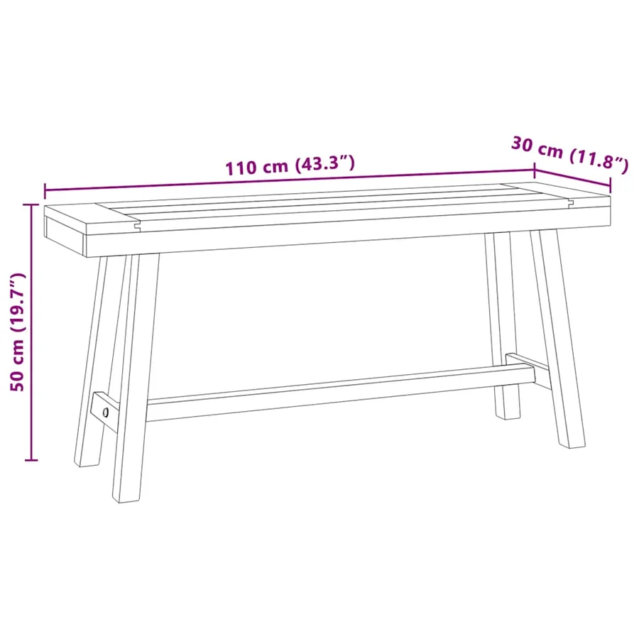 Banc 110 cm Bois massif de teck - 7