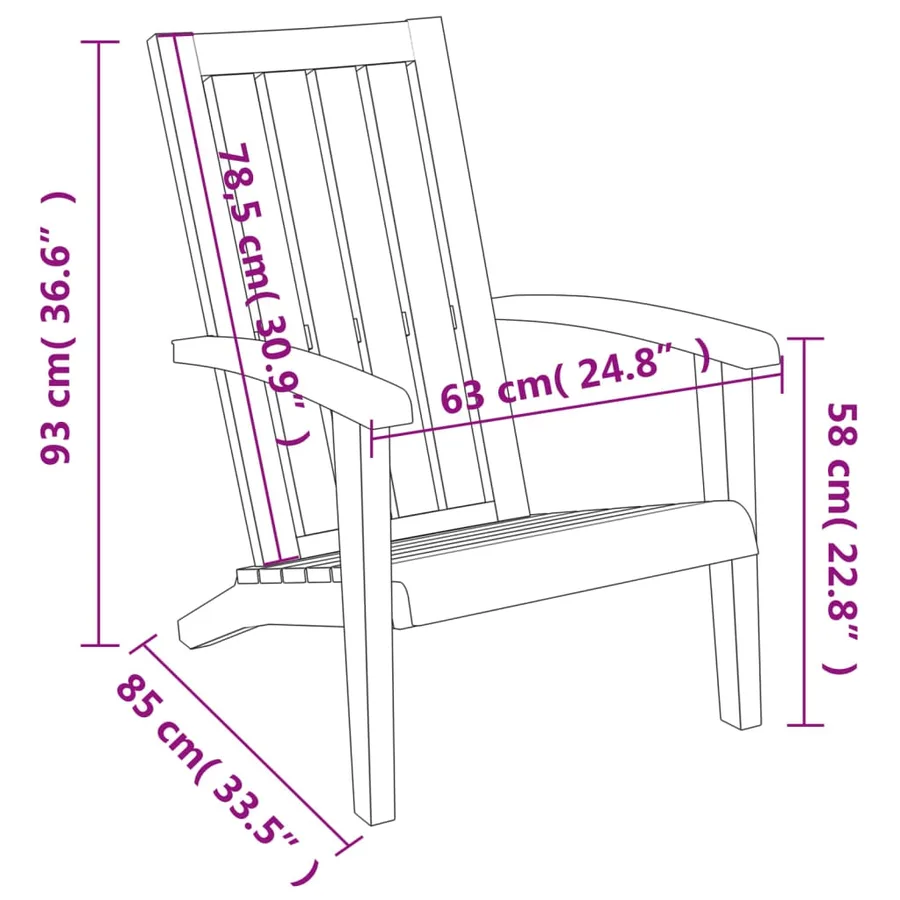 Chaise de jardin Adirondack marron clair polypropylène - 8
