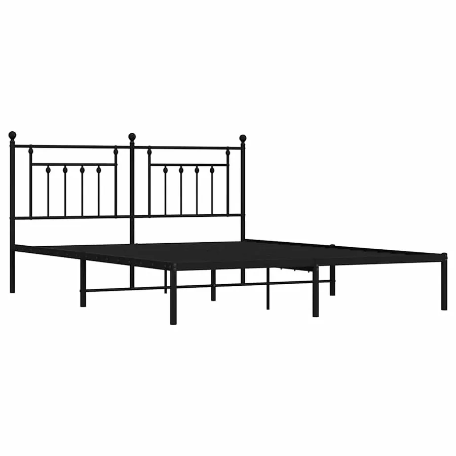 Cadre de lit métal sans matelas avec tête de lit noir 183x213cm - 3