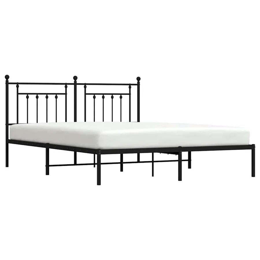 Cadre de lit métal sans matelas avec tête de lit noir 183x213cm - 5
