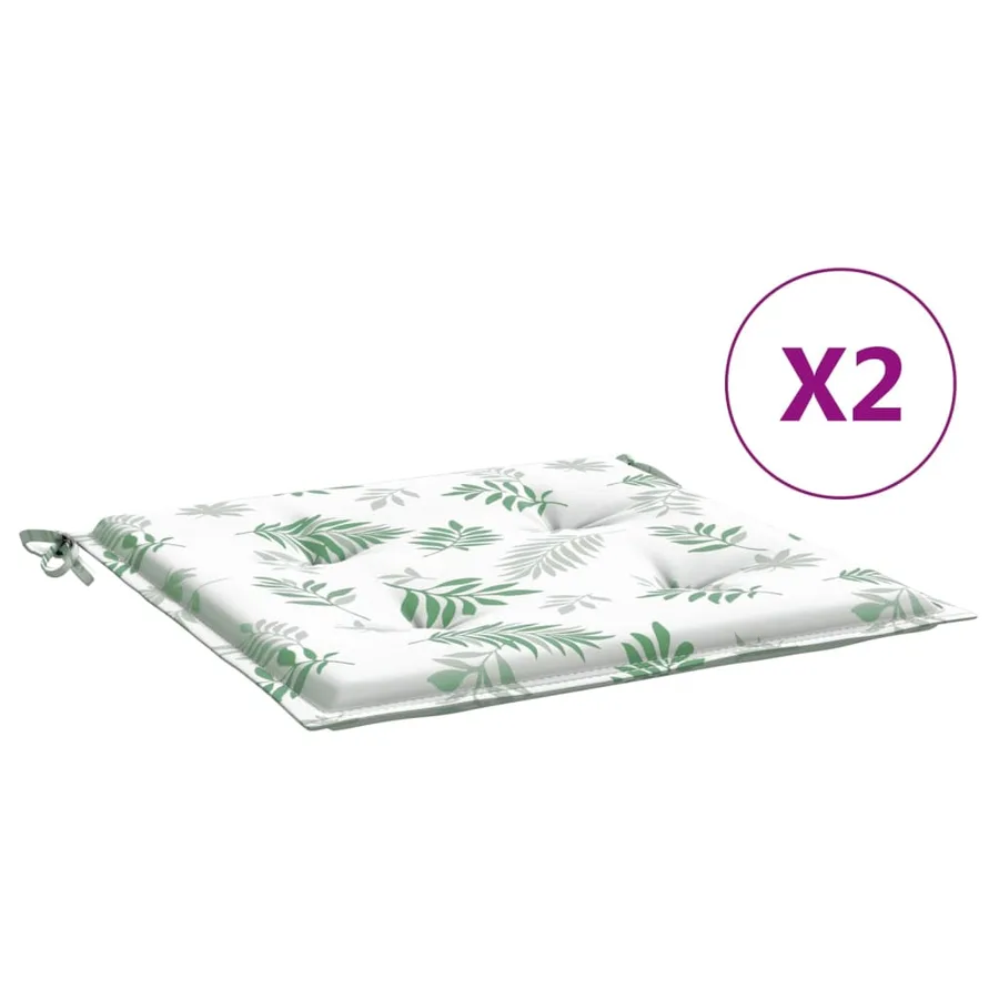 Coussins de chaise lot de 2 motif de feuilles 40x40x4 cm tissu - 2