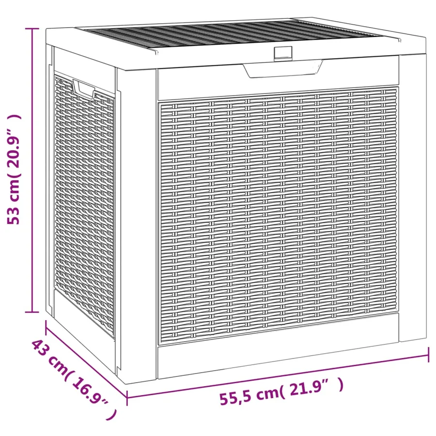 Boîte de stockage de jardin marron clair 55,5x43x53 cm PP - 8