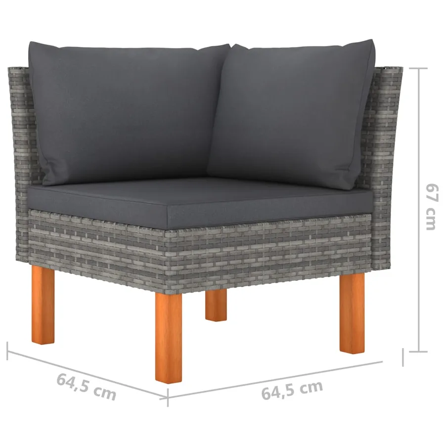 Salon de jardin 10 pcs avec coussins Résine tressée Gris - 7
