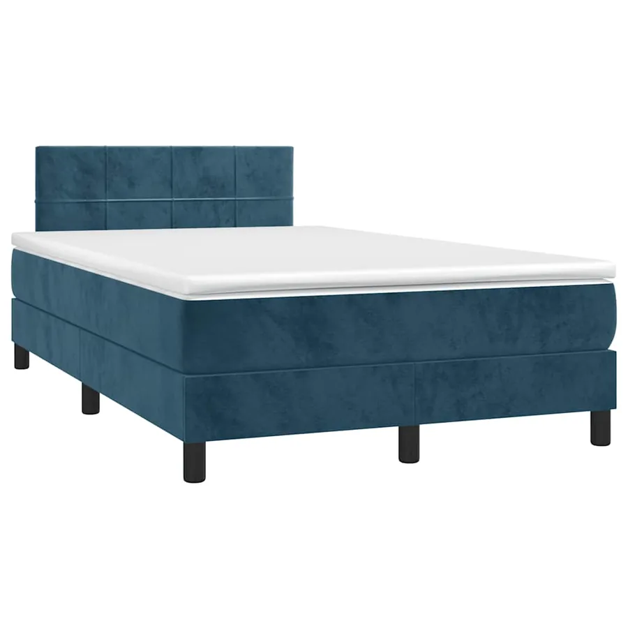 Sommier à lattes de lit avec matelas LED Bleu foncé 120x200 cm - 4