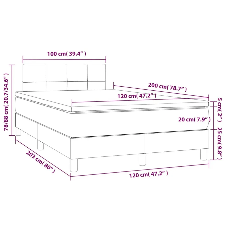 Sommier à lattes de lit avec matelas LED Bleu foncé 120x200 cm - 9