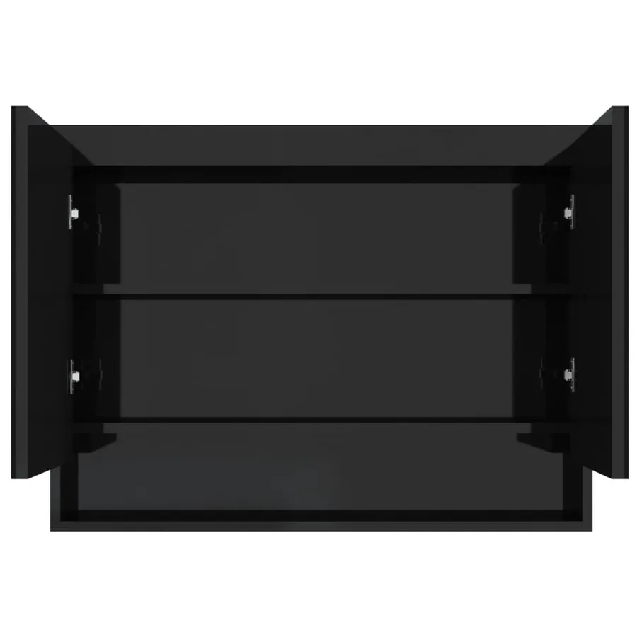 Armoire à miroir de salle de bain 80x15x60 cm MDF Noir brillant - 3