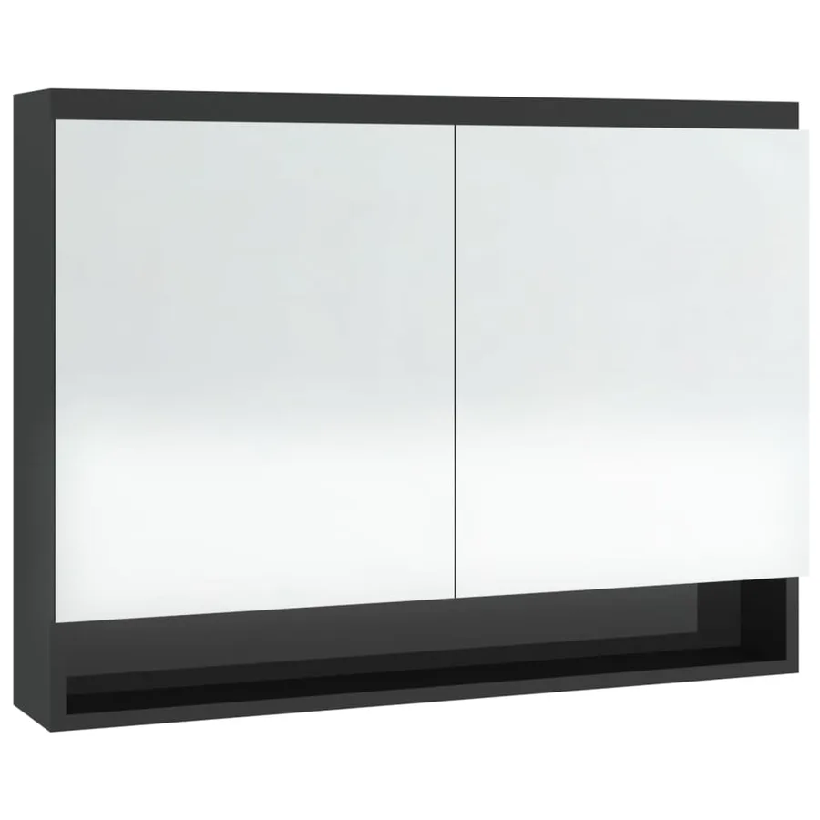 Armoire à miroir de salle de bain 80x15x60 cm MDF Noir brillant - 4
