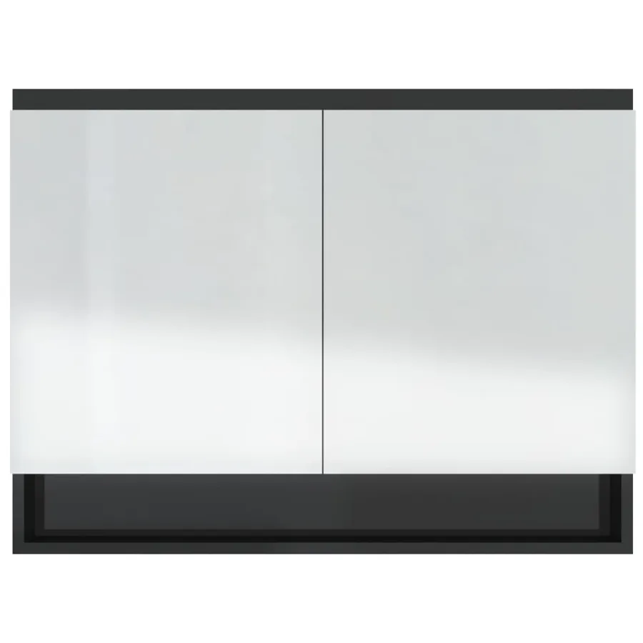 Armoire à miroir de salle de bain 80x15x60 cm MDF Noir brillant - 5