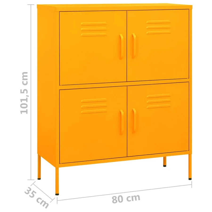Armoire de rangement Jaune moutarde 80x35x101,5 cm Acier - 9