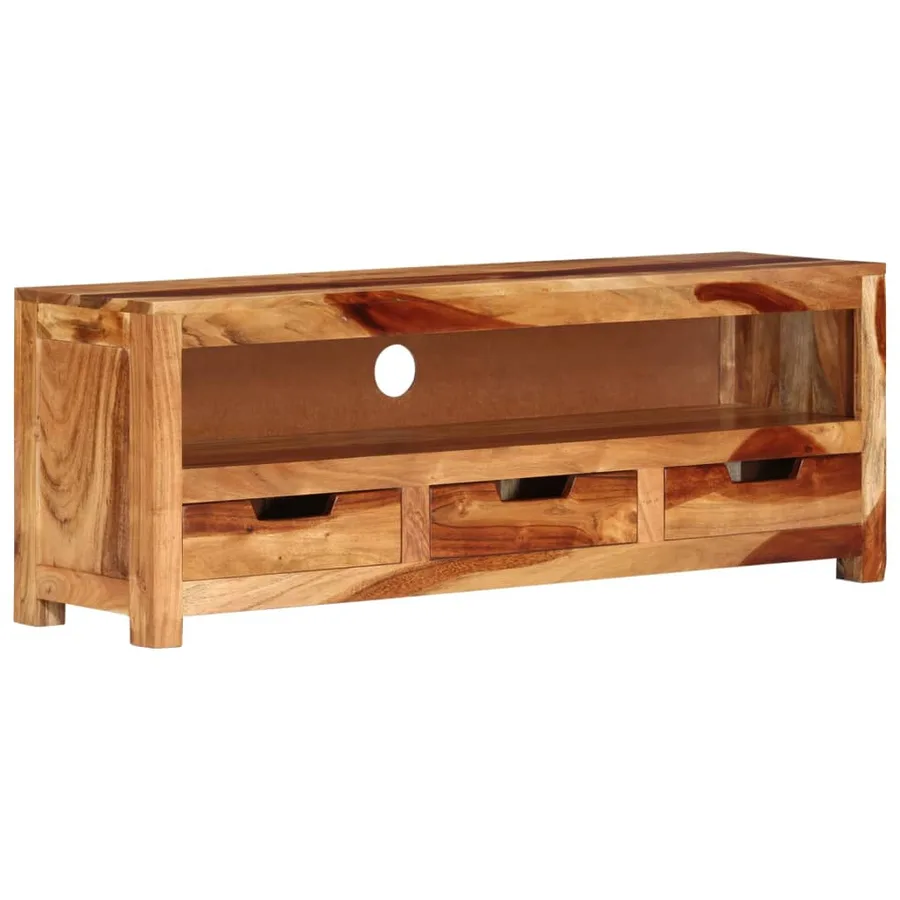Meuble TV 110x30x40 cm Bois d'acacia massif - 7