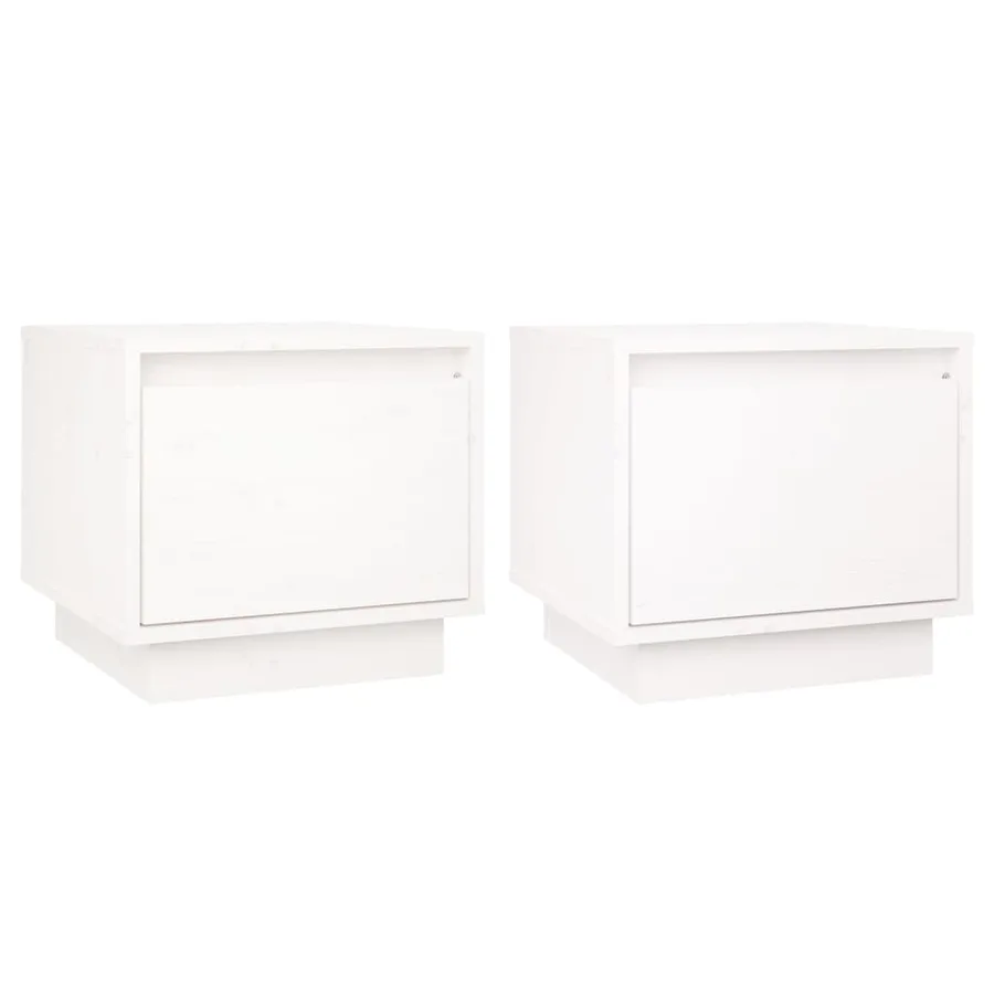 Tables de chevet 2 pcs Blanc 35x34x32 cm Bois de pin solide - 2
