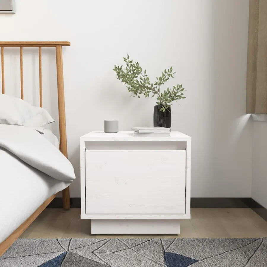 Tables de chevet 2 pcs Blanc 35x34x32 cm Bois de pin solide - 3