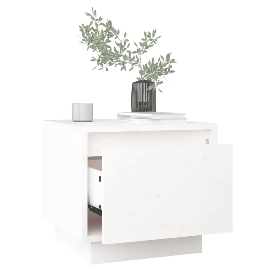 Tables de chevet 2 pcs Blanc 35x34x32 cm Bois de pin solide - 4