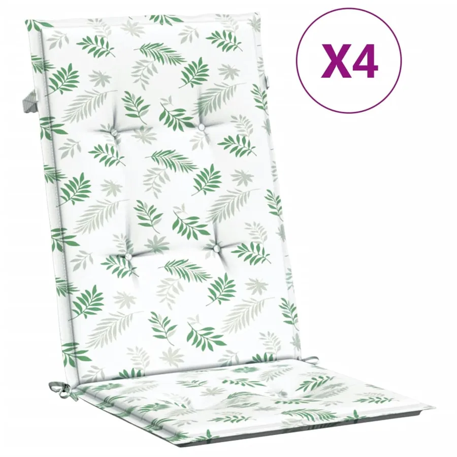Coussins de chaise à dossier haut lot de 4 modèle de feuille - 2