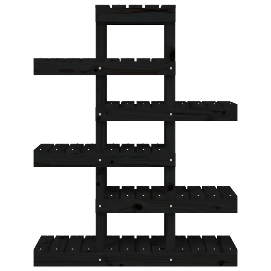Support à plantes Noir 85x25x109,5 cm Bois massif de pin - 5