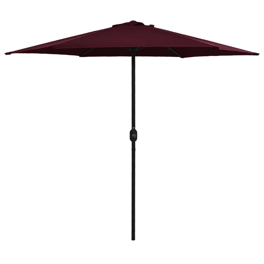 Parasol de jardin et mât en aluminium 270x246 cm rouge bordeaux