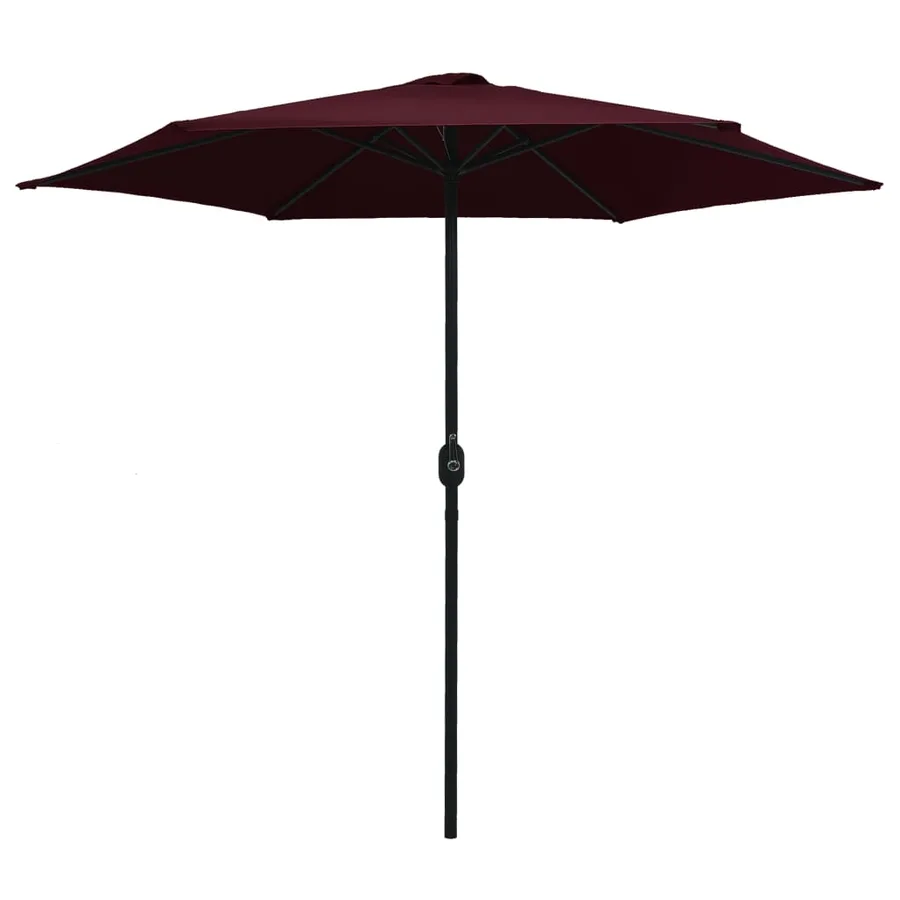 Parasol de jardin et mât en aluminium 270x246 cm rouge bordeaux - 2