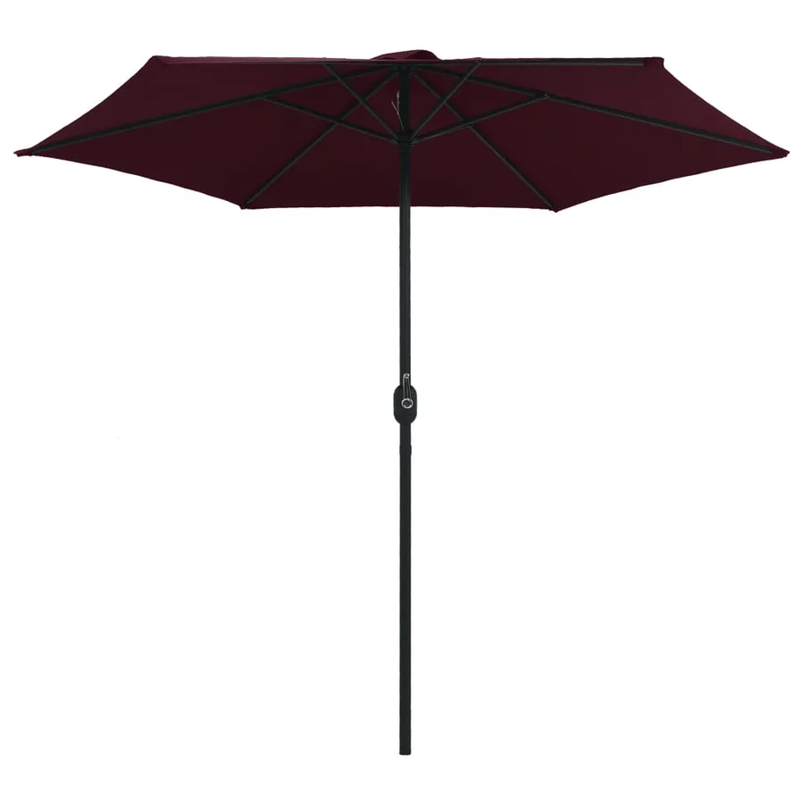 Parasol de jardin et mât en aluminium 270x246 cm rouge bordeaux - 3