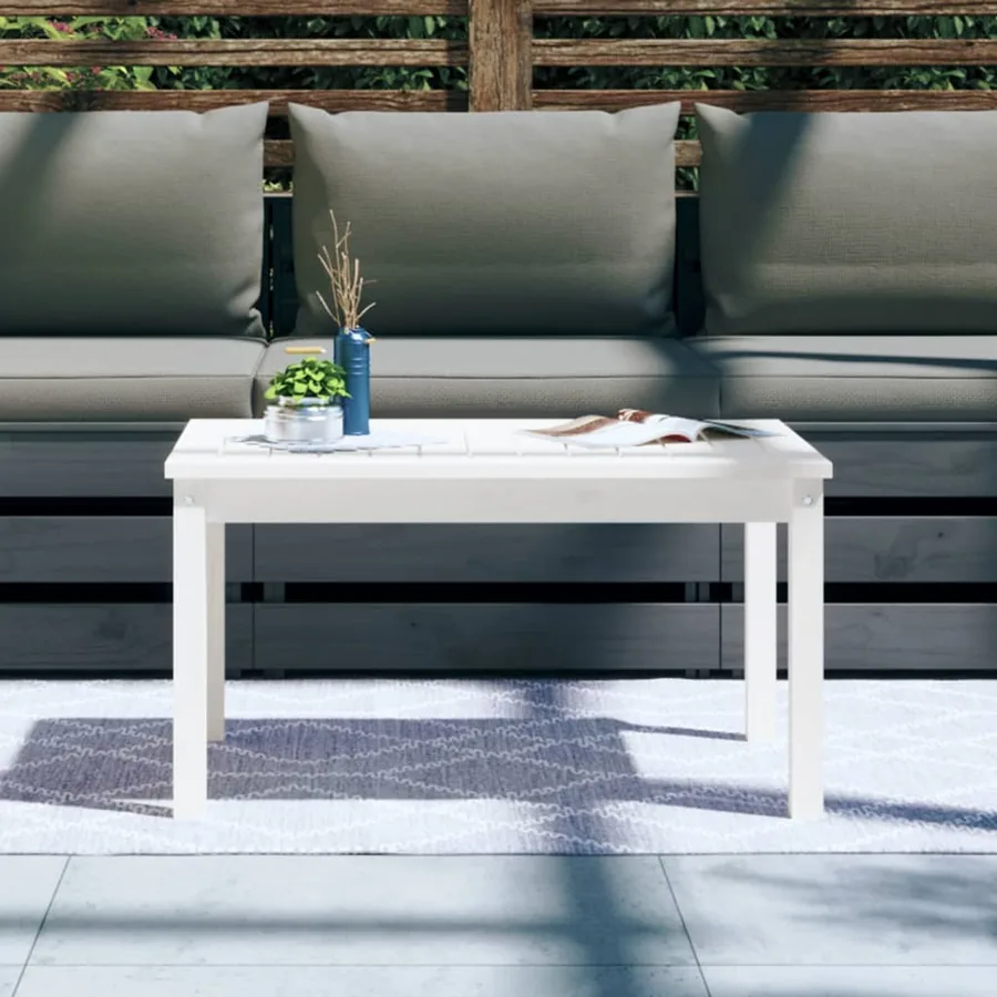 Table de jardin blanc 82,5x50,5x45 cm bois massif de pin - 3