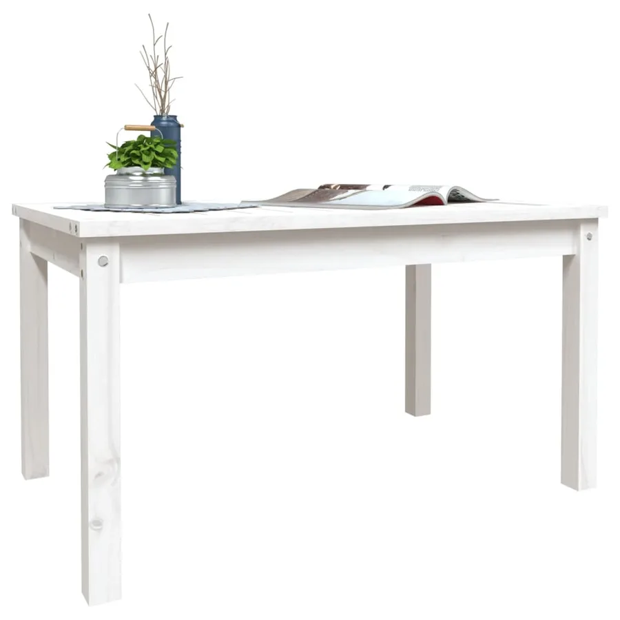 Table de jardin blanc 82,5x50,5x45 cm bois massif de pin - 4