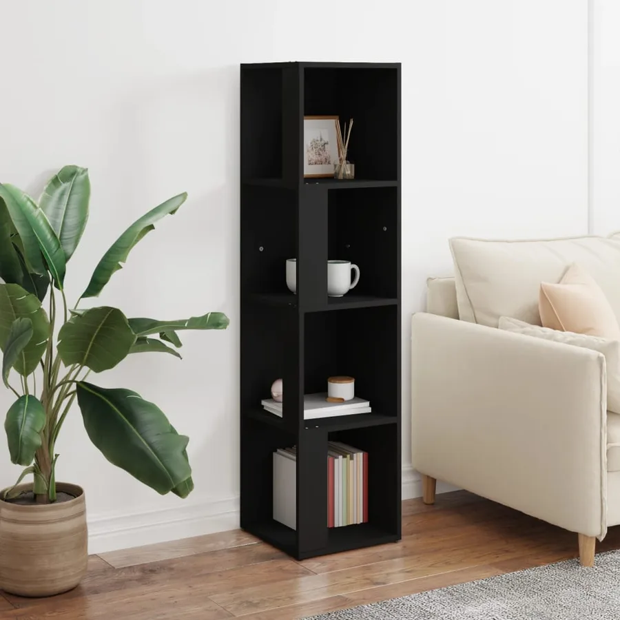 Armoire d'angle Noir 33x33x132 cm Bois d’ingénierie - 3