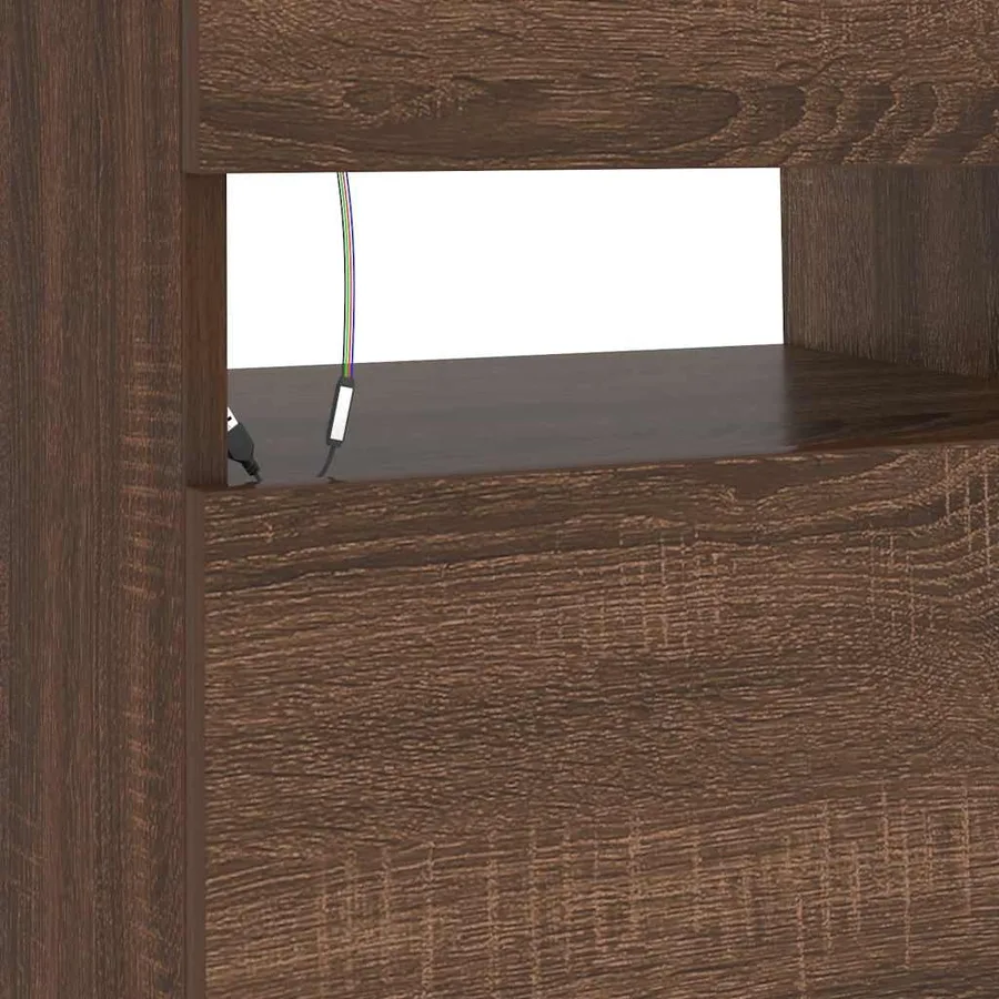 Meuble TV avec lumières LED Chêne marron 90x35x40 cm - 10