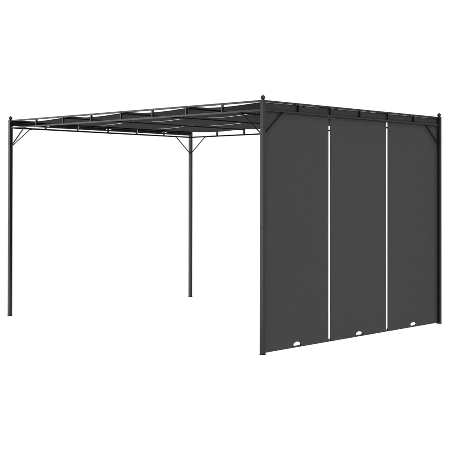 Belvédère de jardin avec rideau latéral 4x3x2,25 m Anthracite - 4