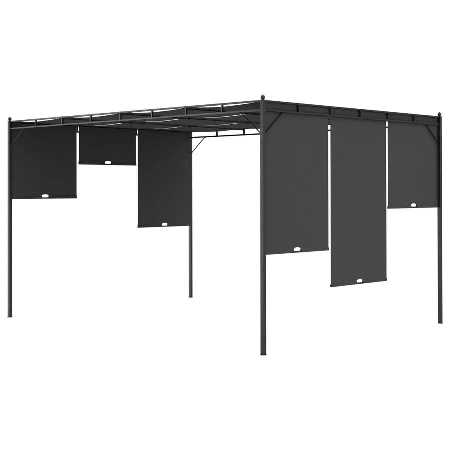Belvédère de jardin avec rideau latéral 4x3x2,25 m Anthracite - 5