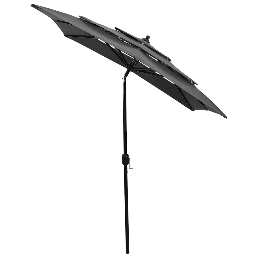Parasol de jardin à 3 niveaux avec mât en aluminium anthracite - 3