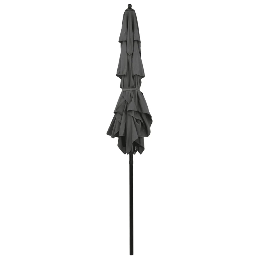 Parasol de jardin à 3 niveaux avec mât en aluminium anthracite - 4